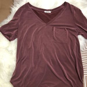 Oversized maroon pocket tee